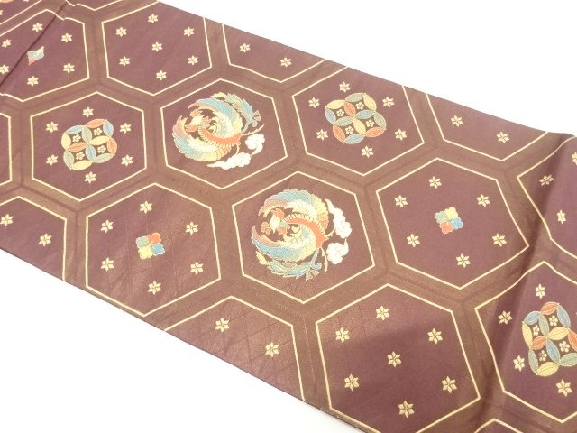 JAPANESE KIMONO / FUKUBO OBI / WOVEN PHEONIX & SHIPPO / ARTIST WORK 